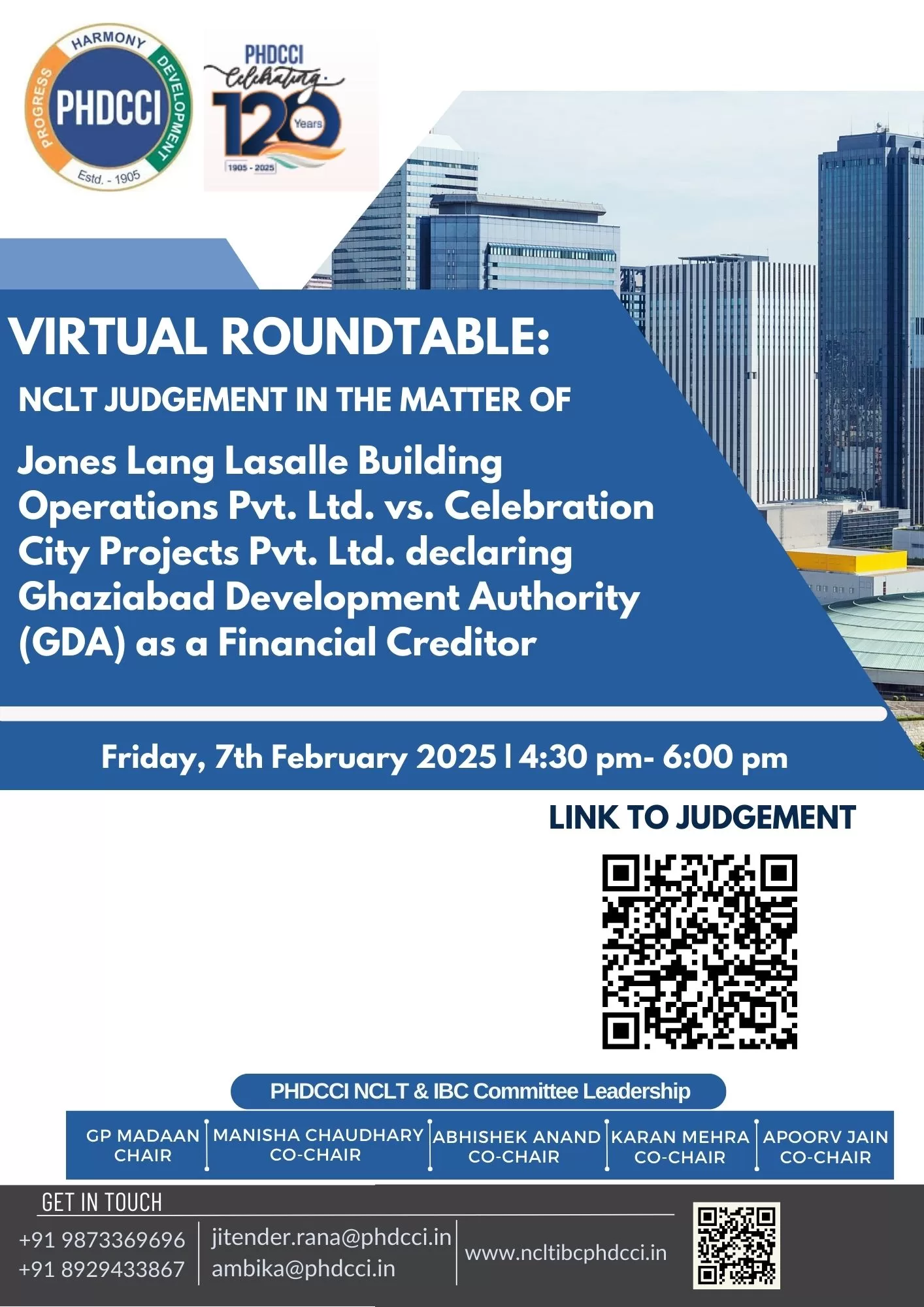 Virtual Roundtable: NCLT Judgement in the matter of Jones Lang Lasalle Building Operations Pvt. Ltd. vs. Celebration City Projects Pvt. Ltd. declaring Ghaziabad Development Authority (GDA) as a Financial Creditor